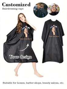 Custom Logo Professional Hair Salon Cape, Custom Apron, Extra Wide And Long, Durable Black Fabric, With Adjustable Neck Strap, Suitable For Hair Dyeing, Perming, Styling, Perming Protection Gear | Functional Beauty Accessories | Smooth Fabric Texture, Hair Protection, Hairdressing Cape, Hair Salon Apron - Multicolor - View 5