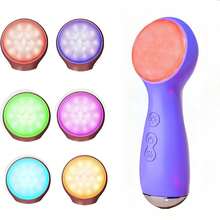 Facial Cleansing Brush Electric, Silicone Heated Face Scrubber With 7 LED Lights, Rechargeable Vibration Exfoliating Cleanser For Deep Cleaning & Gentle Massage, Skin Care Tool, Ideal Gift (Brown) - Purple - View 1