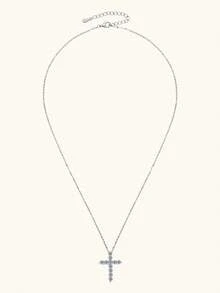 XUJIA 1PC Cross Pendant Necklace For Women Men 925 Sterling Silver Moissanite Necklace Fashion Pendant Necklace 3.5mm*6pcs Round Moissanite Cross Necklace Anniversary Party Birthday Jewelry Gifts - PMO-283 - View 8