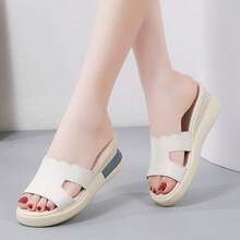 Women's Platform Slide Sandals, Casual Thick Sole Slippers, Comfortable Flip Flops - Beige - View 4