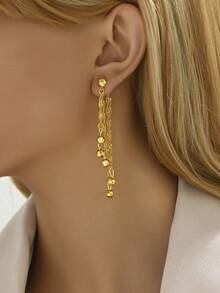 1 Pair Fashionable Classic Versatile Commute Elegant Tassel Pendant Earrings For Women - Yellow Gold - View 8