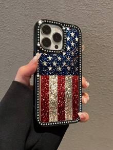 1 Piece Glitter American Flag Style Full Coverage Phone Case With Integrated Lens, Offering Enhanced Protection, Drop-Proof, Waterproof, And Scratch-Resistant Features. Compatible With IPhone 17 Pro Max/17 Pro/17/16 Pro Max/16 Pro/16/16 Plus/15 Pro Max/15 Pro/15/15 Plus/14 Pro Max/14 Pro/14/14 Plus/13 Pro Max/13 Pro/13/12 Pro Max/12 Pro/12/11 Pro Max/11 Pro/11. Designed For Your Beloved Phone - A Perfect Gift For Friends, Family, And Loved Ones, Also An Excellent Choice As A Present. It's Also An Ideal Valentine's Day Gift For Friends, Family, And Significant Others, A Great Gift Option, Must-Have For Sweet Girls, Suitable For Both Men And Women, And A Couple's Style. - Style1 (1PCS) - View 3