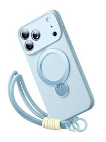 CTEGLODRIX 新款奢华磁吸挂绳防震手机壳，带 360° 旋转支架、镜头保护和无线充电功能，兼容 13/14/15/16/17 Pro Max Plus - 薄荷藍 - 查看 24