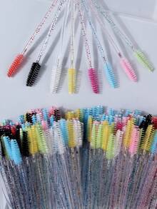 100 piezas/200 piezas Extensiones de pestañas de colores múltiples, brochas de maquillaje reutilizables suaves, rizador de pestañas, cepillo de cejas, herramientas de maquillaje de ojos multifuncionales, regalos - Multicolor - Ver 2