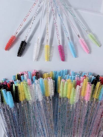 100支/200支装多色睫毛嫁接化妆刷，柔软可重复使用刷头，含睫毛夹、眉刷，多功能眼部化妆工具