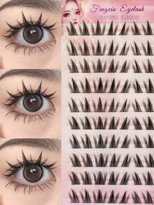 100pcs/Pack High Capacity Glue-Free Sunflower False Eyelashes, Quick Makeup Application, Cat Eye Style, Lightweight, Curved, Dense Lashes, Sunflower Design, Natural & Soft, Versatile Styles, Reusable Lash Clusters, Slouchy Person Single Cluster, Natural Curl For Daily Use, Segmented Lash Extension - C - View 9