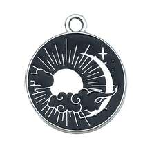 [Night Sky Kit]5/6pcs Matte Enamel Charms - Stars, Crescents & Clouds For DIY Necklaces/Bracelets/Earrings (Black & White) - One Size - View 12