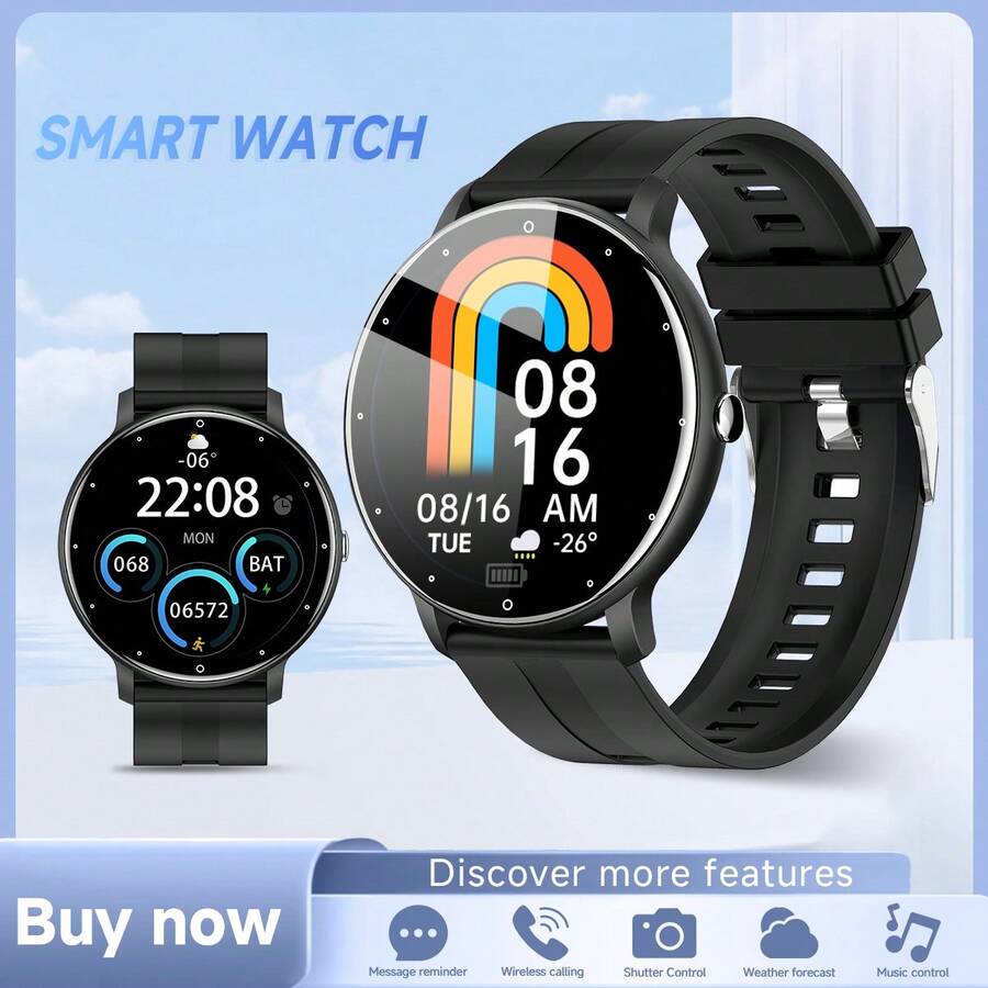 Reloj inteligente con pantalla HD de 2,01", unisex, llamada Bluetooth, cámara remota, múltiples carátulas, podómetro, modos deportivos múltiples, ideal para mujeres - Multicolor - Ver 1