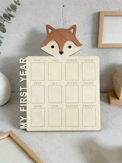 1pc Cute Cartoon Animal Shaped Newborn Baby Milestone Wooden Photo Frame, Baby Shower Decor Milestone Marker