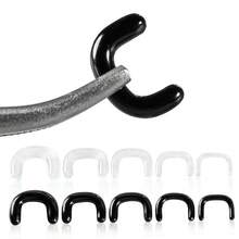 2个16G-8G透明黑色玻璃U型鼻环，鼻钉，鼻钉固定器，扩鼻套装，扁平穿刺饰品，舒适低过敏性 - 2103 - 查看 1