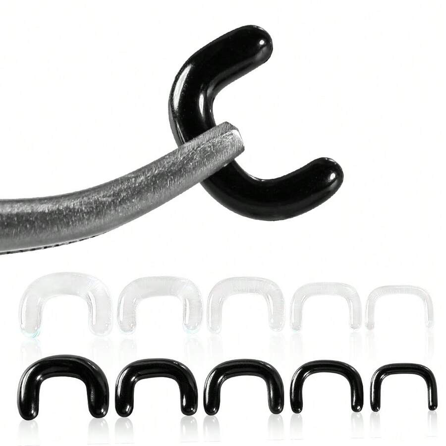 2个16G-8G透明黑色玻璃U型鼻环,鼻钉,鼻钉固定器,扩鼻套装,扁平穿刺饰品,舒适低过敏性 - 2103 - 查看 1