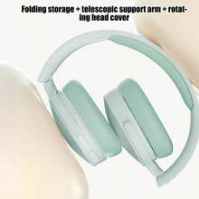Wireless Over-Ear Bluetooth Headphones, Deep Bass Wireless Headphones With Mic, Noise Isolating, Lightweight Folding HiFi Stereo Headset For Travel/Tablet/PC/Home - 綠色 - 查看 9