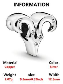 1件时尚简约电镀十二生肖串珠手链/项链，用途广泛，可DIY饰品，生日礼物 - 銀色 - 查看 18