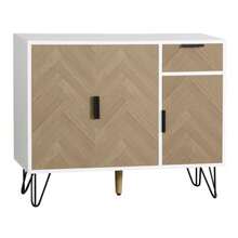 Modern Storage Unit, White And Wood-Look Sideboard With Drawer And Height-Adjustable Shelves (90 X 30 X 71.5 Cm) - Natural Color - View 8