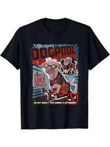 Deadpool & Wolverine Dogpool Doodle Comic Book Cover 100% Cotton T-Shirt Dark Streetwear Casual Sophisticated Tops - màu đen - Xem 1