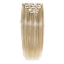 6片装24英寸渐变蜂蜜金夹式接发片 - 浓密自然柔软合成纤维双层缝制发片，女士适用 - S1/22 - 查看 4