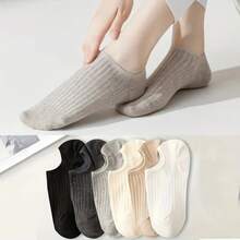 6 Pairs Of Solid Color Boat Socks, Suitable For Both Men And Women, Spring Thin Version, Suitable For Casual And Formal Occasions, Daily Comfort, Minimalist Design, Soft Fabric - 彩色 - 查看 9