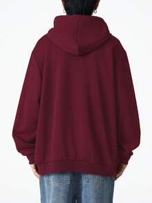 Sudadera con capucha de ajuste holgado y casual, talla grande, para primavera/otoño - Rojo - Ver 4