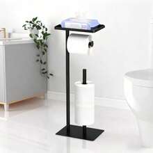 organizador de cocinaDORGKIRA Porta rrollos Papel de Baño de Pie Portarrollos de Papel higiénico de Acero Inoxidable con Base Antideslizante y Bandeja Ideal para Hogar Baño Cocina Estilo A - N - Ver 1