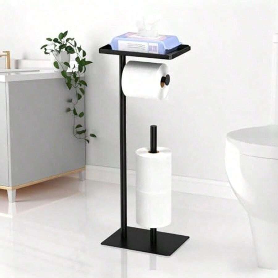 organizador de cocinaDORGKIRA Porta rrollos Papel de Baño de Pie Portarrollos de Papel higiénico de Acero Inoxidable con Base Antideslizante y Bandeja Ideal para Hogar Baño Cocina Estilo A - N - Ver 1