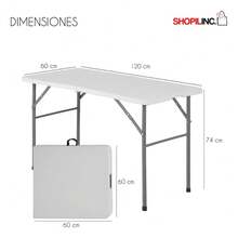Mesa Plegable Para Jardín Y Exteriores Tipo Portafolio 1.20m Color Blanco - Blanco - Ver 4