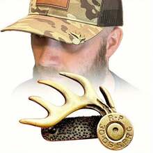 1 Handmade Pure Copper Deer Horn Hat Clip - Gold Metal Edge, Textured Non Slip Base, Durable Hunting Accessories, Exclusive For Outdoor Enthusiasts And Fathers - Unique And Exquisite Handmade Gift - 1PCS - View 1