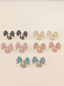 Europäisch-amerikanischer, farbiger, goldfarbener Edelstahl Schleifenohrstecker für Frauen, vielseitiges, einfaches Öltropfen-Design Schmuck für Frauen, Strand, Sommer, Boho-Schmuck, süße Ohrringe für Teenager-Mädchen, klobiger Schmuck für Frauen, Sommer-Strandurlaub Bikini-Accessoires, attraktive Kleidung, Hochzeitskleider Accessoires - vielseitiger Schmuck perfekt zum Tragen beim Schwimmen, Baden, Trainieren, großartig als Valentinstag, Geburtstag, Muttertag und Urlaubsüberraschung. - Verschiedenfarbig - Übersicht 7