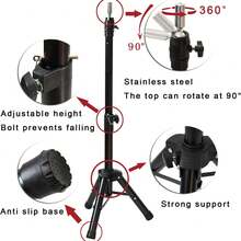 光头模特头，女性专业美容培训模特头，假发支架三脚架，带头，帆布假发头架，带模特头，用于假发制作和展示，非裔美国人模特头，附赠夹式支架 - 彩色 - 查看 9