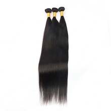 Set de 1 pieza/3 piezas de extensiones de cabello humano virgen brasileño liso, color natural, 8-30 pulgadas - Negro - Ver 35