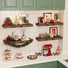 4 Sets 15.8in Floating Shelves, Rustic Finish Wall Shelves, Shelves For Wall Decor, With Invisible Brackets For Bathroom, Living Room, Bedroom And Kitchen, Home Decoration Essential Items For Home Use - 4pcs - 查看 3