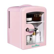 iceBlue 4L Makeup Refrigerator, Valentine's Day Gift Mini Fridge For Cosmetics And Drinks, Car/Home Use, Transparent Window And Chrome Handle - Xem 1