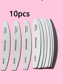 20Pcs Half Moon 100/180 Grit Wood Nail Files Double Sided Emery Board Washable Emery Boards Reusable Nail Buffers Manicure Tools For Natural Nails Home And Salon Use Nail Sanding Block File - Multicolor - View 9