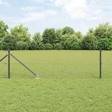 vidaXL 50 X 0,5 M (25 X 25 Mm Netz) Stahl Und PVC Zaunpfosten, Grau - A - View 1