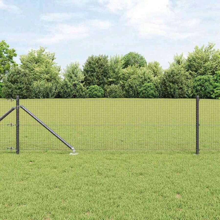 vidaXL 50 X 0,5 M (25 X 25 Mm Netz) Stahl Und PVC Zaunpfosten, Grau - A - View 1