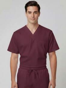 Uniforme Quirúrgico para Caballero Repelente Todo Regular Bolsillo Cordón - Burdeos - Ver 2
