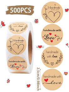 500 miếng/cuộn Hình dán tròn hình trái tim, Trang trí đám cưới lãng mạn, Hình dán tự dính dùng để tự làm quà tặng, Hình dán trang trí cho máy tính xách tay, bình nước, máy tính, điện thoại, nhãn dán phong bì, dùng cho bao bì bánh nướng, túi quà tặng tiệc cưới - Nhiều màu - Xem 10
