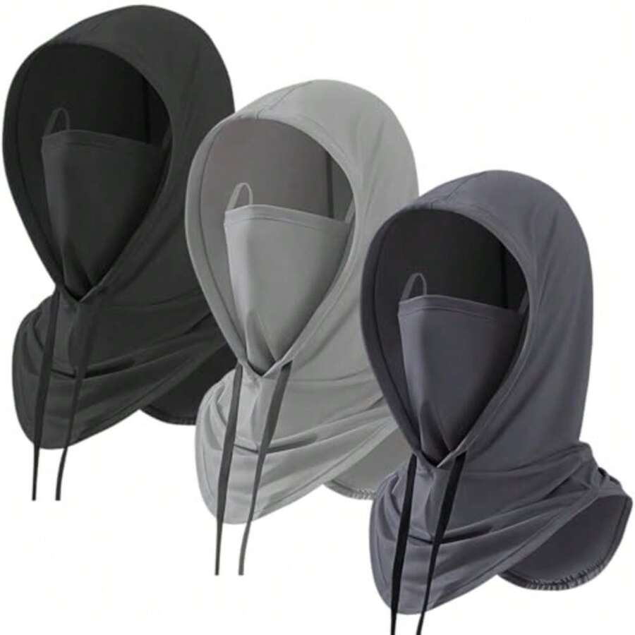 AOKUN 3 Piezas Pasamontañas Hombre y MujeresCapucha para El Sol con Cierre de Cordón UPF 50+ Protección UV Integral Transpirable y Refrescante para Deportes Motocicleta Ciclismo - como en la foto - Ver 1