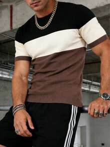 GRDR Men's Summer Round Neck Short Sleeve Knit Sweater, Suitable For Summer Activities, Essential For Fashionable Outfits - Black - View 5