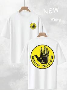 Body Glove Print Casual Men's Tee - Loose Crew Neck Short Sleeve, Stylish Gift For Casual Wear - 白色 - 查看 2