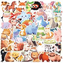 50 Stück süße Cartoon-Illustration Tier-Aufkleber - DIY wasserfeste Dekoration für Gitarren, Notizbücher, Gepäck, Handyhüllen & Wasserflaschen - 50 Stück - Übersicht 1