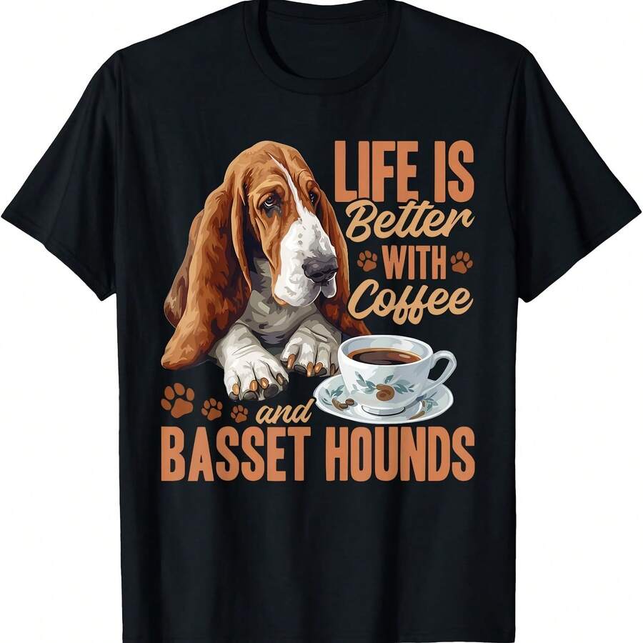 Bet Hound Dog Breed  Is Better With Coffee And A T-Shirt - màu đen - Xem 1