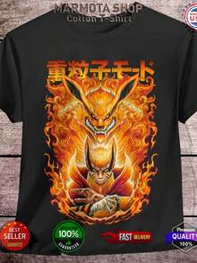 Shirt Shippuden Baryon Kyubi Kurama Anime Unisex Tee T-Shirt All Size - màu đen - Xem 1