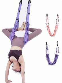1pc/Set Aerial Yoga Hammock, Home Yoga Strap For Splits, Inversion, Stretching, Elastic Resistance Band - Multicolor - View 1