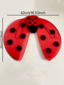 3pcs/1pcLadybug Wings Costume Set - Red And Black Polka Dot Design, With Black Antennae And Red Tassels, Perfect For All Kinds Of Carnivals, Christmas And Theme Parties. - Red - View 5