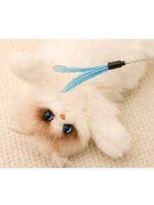 逗猫棒 & 圣诞猫玩具，幼猫自娱球，三层轨道，互动宠物玩具，羽毛和球颜色随机，适合幼猫和成猫 - 彩色 - 查看 5