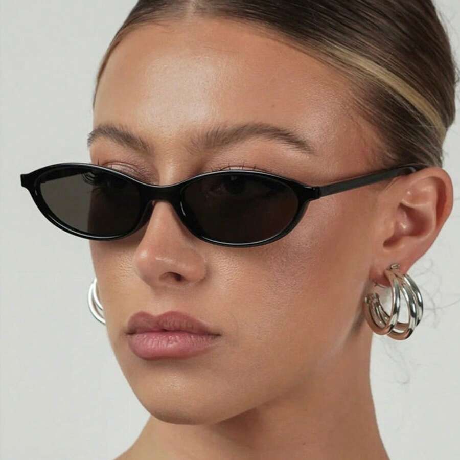1/2/3/4/5pcs Geometric Plastic Full Frame Multi-Color Leopard Print Retro Personalized Women's Fashion Glasses - Black - View 1