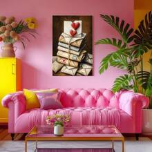 1 pieza Arte de pared Amor, Love You, Regalos de Galentines, Cuadro de lienzo enmarcado, Póster vintage, Pila de sobres, Corazón rojo, Atado con cuerda - Vintage, Acuarela, Estilo pincelada expresiva, Regalo ideal, para sala, recámara, oficina, incluye accesorios - Lienzo enmarcado, Vertical - Lienzo enmarcado - Ver 9