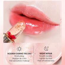 2pcs Crystal Jelly Dried Flower Lipstick, Magic Temperature-Change Lip Gloss, PH-Transparent Magic Lipstick, Long-Lasting Nourishing Moisturizing Lipstick, Plump Lips - Strawberry - 查看 6
