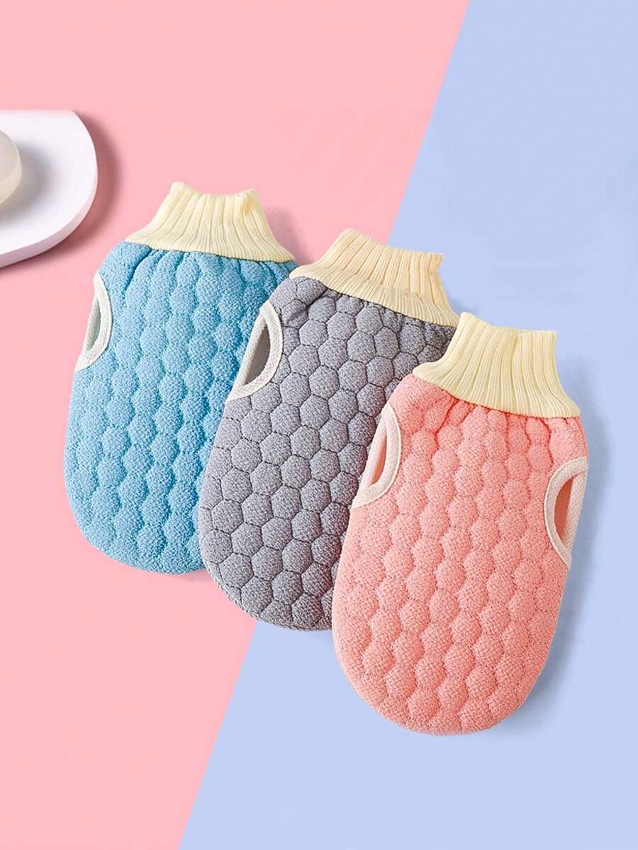 1pc Double-Sided Bath Towel/Glove, Gentle On Skin, Multi-Functional Bath Towel/Honeycomb Bath Gloves - Multicolor - View 1