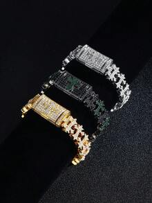 Pulsera con hoja de arce de moda, accesorio esencial para el uso diario, fiestas y atuendos de los hombres, gran regalo para amigos - Pulsera de cruz de hoja de arce de hip hop - Ver 2